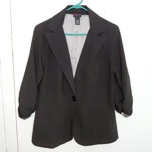 Torrid Blazer Womens 0X Ruched Sleeve One Button Lined Career Corpcore Office